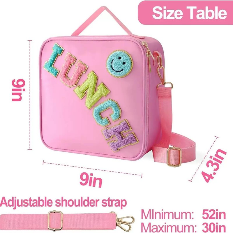 LASIYUAN nsulated Large Lunch Bag With Adjustable Shoulder Strap，Reusable Preppy