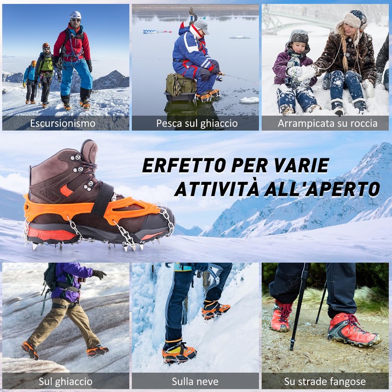 AGPTEK Ice Tacchetti 19 Denti, Ramponi da Ghiaccio per Scarpe