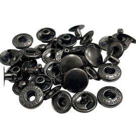 Trimming Shop 12mm S Spring Press Studs 4 Part, Durable and Lightweight, Metal Snap Buttons Fasteners for Jackets, DIY Leathercrafts, Sewing Clothing, Purses, Gunmetal Black, 50pcs