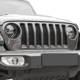 JeCar Inserciones De Parrilla Delantera Y Cubierta De Moldura para Faros Delanteros, Accesorios Exteriores Compatibles con Jeep Wrangler 2018-2023 Jl Y Unlimited, Negro Mate Negro Mate