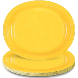 Vibrant Sunflower Yellow Oval Plates (Pack of 8) - Premium Quality, Large Size, Sturdy & Elegant - Perfect for Parties, Weddings, and Special Events