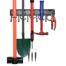 YueTong All Metal Garden Tool Organizer,Adjustable Garage Wall Organizers and Storage,Heavy Duty Wall Mount Holder with Hooks for Broom,Rake,Mop,Shovel.(1 Pack¡ê)