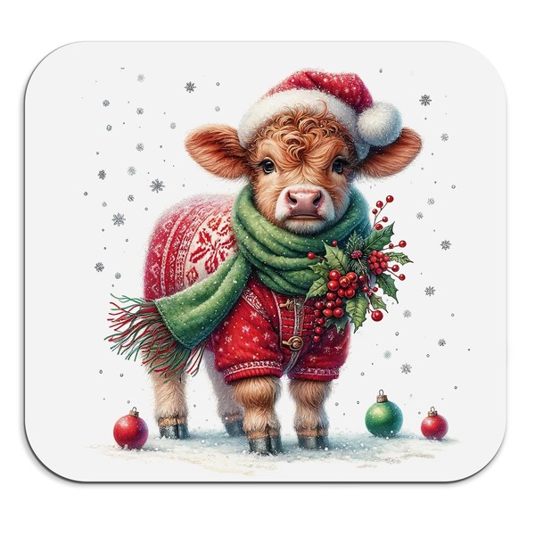 Veqzc Highland Cow Christmas Dish Drying Mat - Highland Cow
