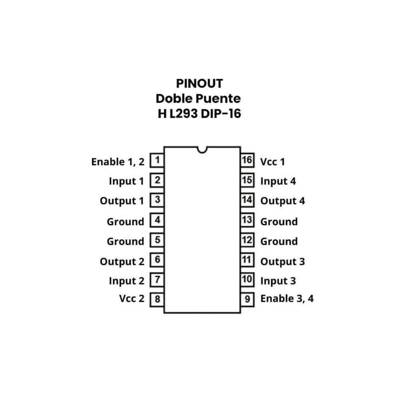 Controlador de Motor a Paso L293D IC DIP-16 Doble Puente