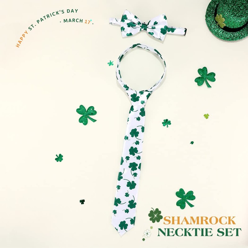 Eyret Shamrock Necktie Set St Patricks Day Neck Ties and