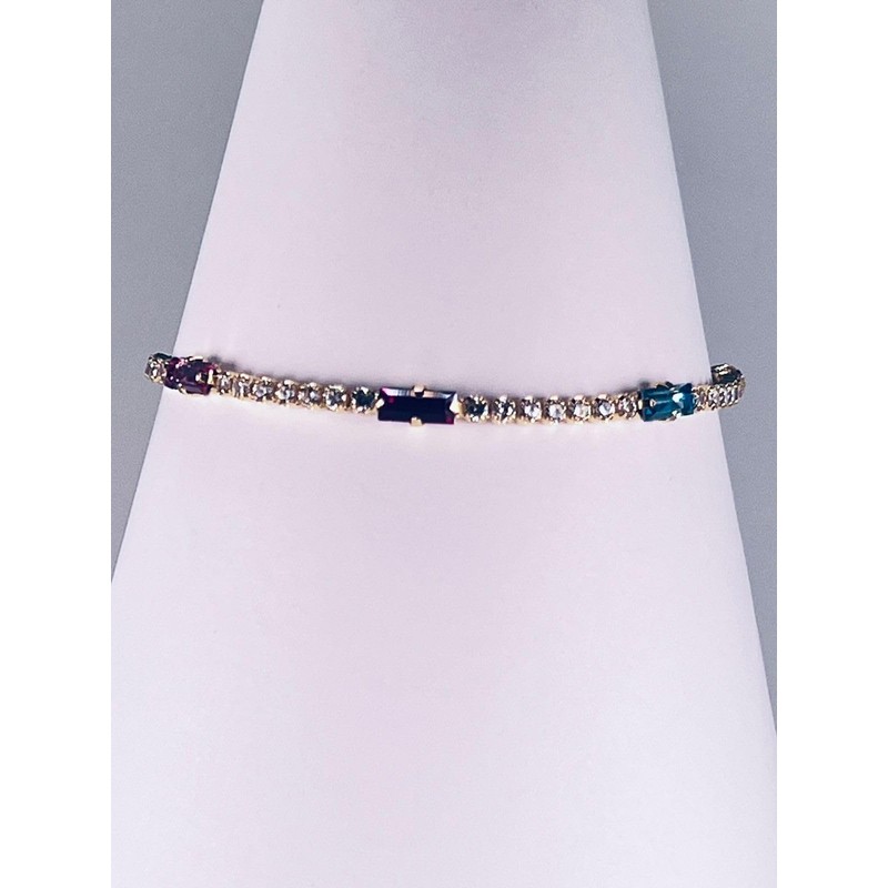 BIZZARRO Pulsera De Plata Dorada Con Zirconias Y Piedras De