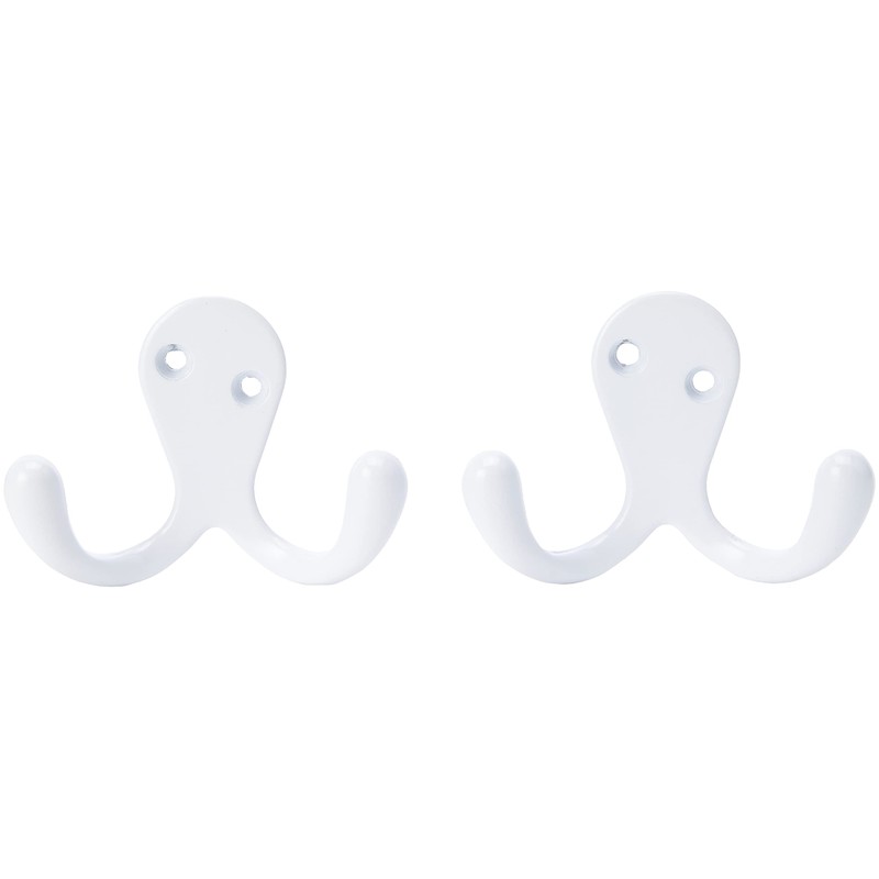Merriway® BH00227 (2 Pcs) White Metal Twin Robe Hook -