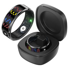 Smart Ring Fitness Health Ring with Color Screen Display Digital Step Counter Calorie Pedometer Heart Rate Sleep Rings Exercise Modes Tracker Women Men Smart Rings for Android & iOS