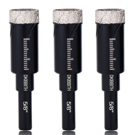 3-Pack 5/8" Dry Diamond Drill Bits Set, 16mm Tile Drill bits for Ceramic Porcelain Marble Granite Tile Stone Glass Brick, Integrated Coolant for Fast Dry Drilling, Round Shank, with Storage Case