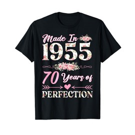 Funny 70 Year Old Made in 1955 Floral 70th Birthday Women T-Shirt