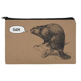 Beaver Vintage Dam Damn Pencil Pen Organizer Zipper Pouch Case