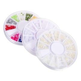 WOONEKY Half-Round Nail Pearls Craft Pearls for DIY Nail Art Material Flat Back Design and Custom Crafts