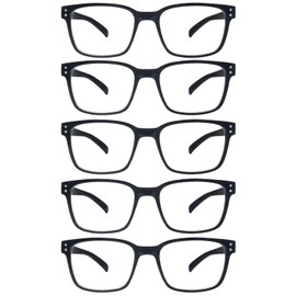 SIGVAN Blue Light Blocking Reading Glasses for Men Women Computer Spring Hinge Readers Square Frame Glasses 5 Packs (5 Black, 0.5)
