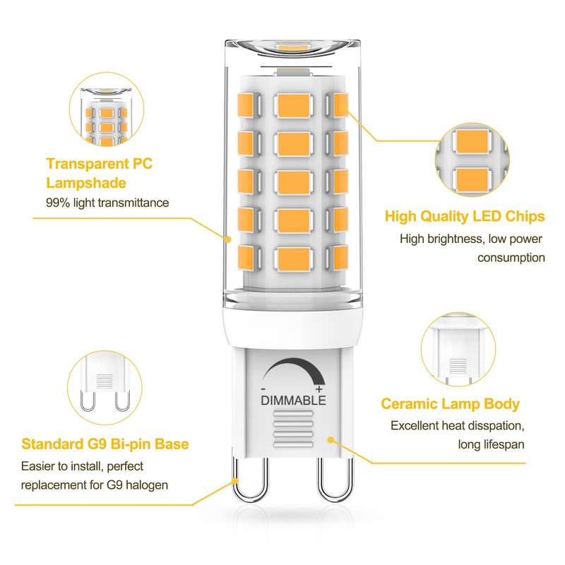 YUIIP G9 LED Bulb Dimmable, 4W, 40W Halogen Equivalent, 3000K