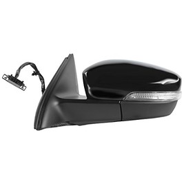 Fit System Passenger Side Mirror for Volkswagen GLI Sedan, Jetta Sedan, Jetta Hybrid, textured black w/PTM cover, w/turn signal, w/o memory, foldaway, Heated Power