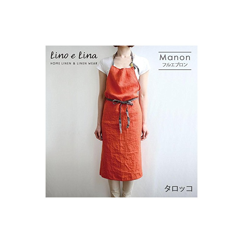 Linen Full Apron Manon (Tarocco) A219 [Lino e Lina/Lino e
