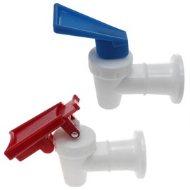 Xhziy Plastic Water Cooler Faucet Reusable Tap Outlet Leak Proof Water Drink Rod Pour Valve Tank Faucet Red with Safety Lock and Blue One Each 2PCS