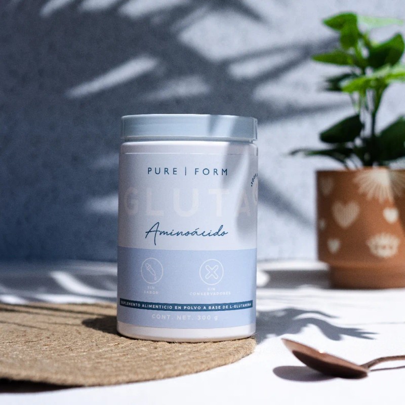 Suplemento Alimenticio Aminoácido Gluta 300g Pure Form Sin Sabor