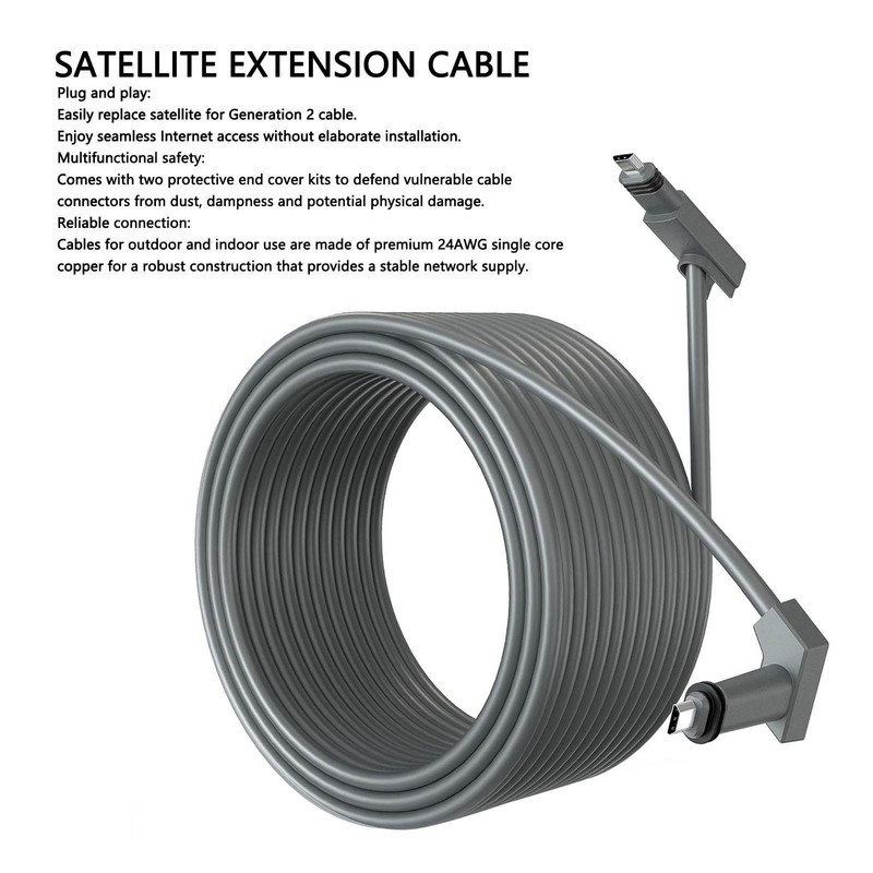 Rectangular Satellite Replacement Cable Waterproof Satellite Extension Cable Grey with