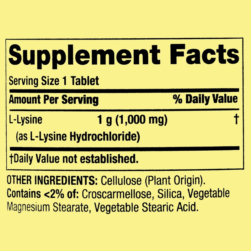 L-Lysine 1000mg Tablets – Essential Amino Acid for Immune Support,