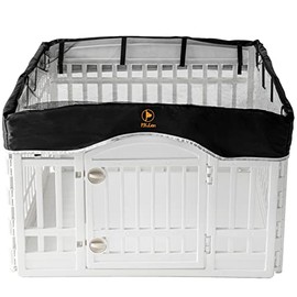 PJYuCien Dog Playpen Mesh Top Cover, Fits 36 Inch 4 Panels Exercise Pet Playpen, Telescopic Buckles Connections, Black (Note: Only Pen Cover, Playpen Not Included !!! )