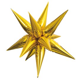 Gold 12-Point Large 3D Star Foil Balloons, 5-Pack - Large & Durable Party Decoration, Perfect for Any Celebrations