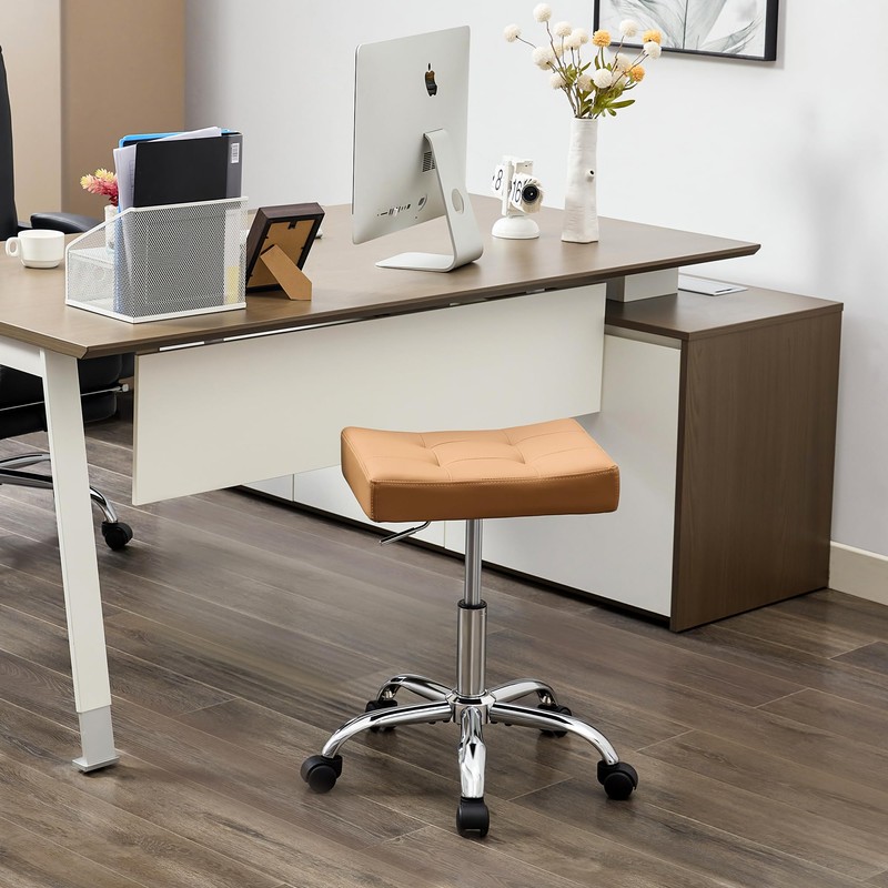 FIRAVOE Office Stool with Wheels (300lbs Capacity) (Adjustable Height 17"-21")