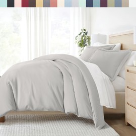 ienjoy Home Hotel Collection Soft Brushed Microfiber Duvet Cover Set, Queen, Light Gray (BLL-Duvet-Queen-LGRAY)
