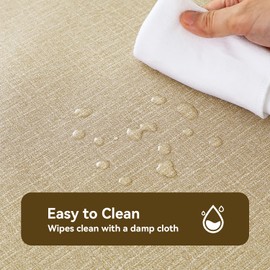 Romanstile Oilcloth Tablecloth 240 x 140 cm Khaki Washable PVC 100% Waterproof Tablecloth Linen Look Tablecloths Garden Table Weatherproof for Outdoor, Garden, Wedding, Barbecue, Party