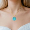 Turquoise Disc Pendant Necklace with Gold-Plated Chain, Boho Style, Handmade