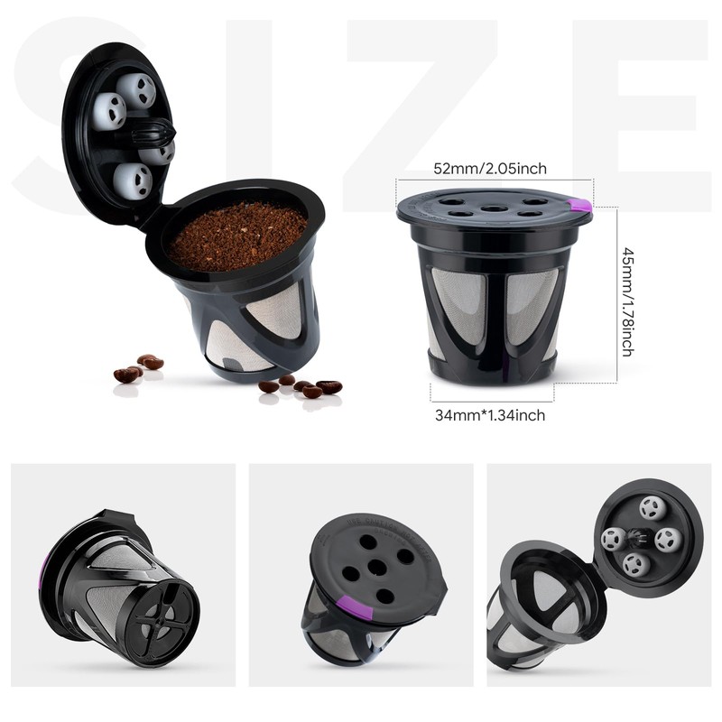 6 Pack Reusable K Cups Compatible for K eurig K-Supreme