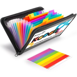 Koogel Expanding File Folder for A6, Expanding File Organiser with Zip, 13 Compartments, Document Folder for Checks, Bills, Receipts, Tickets