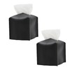 Square Leather Tissue Box with Bottom Strap PU Leather Modern