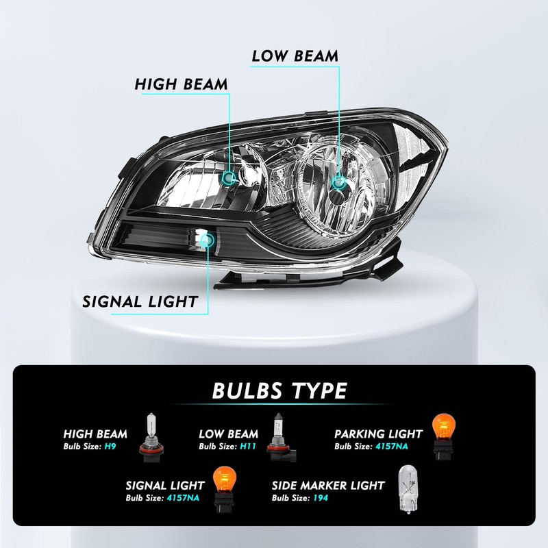 TUSDAR Headlight Assembly Replacement Fit For 2008 2009 2010 2011
