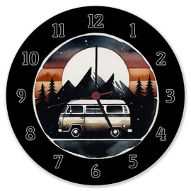 Motorhome Wall Clock Aluminium Unique Camping Clock, Caravan Design for Vehicle, Campsite, Leisure, Travel, Lover, Gift