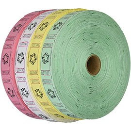 Raffle Tickets - (4 Rolls of 2000 Tickets) 8,000 Total Star Raffle Tickets (4 Assorted Colors)
