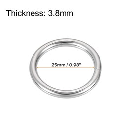 sourcing map Metal O Ring 25 mm (0.98 Inches) ID 3.8 mm Thick Iron Rings for Hardware DIY Accessories Silver Pack of 15