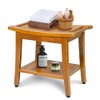 20" Premium Teak Shower Bench with Shelf & Handle, Solid