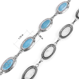 Rustic Couture's Vintage Western Turquoise Concho Belt for Women Cowgirl Adjustable Metal Country Boho Chain Belt for Dresses Jeans Country Concert Outfit RCB-1021TQ