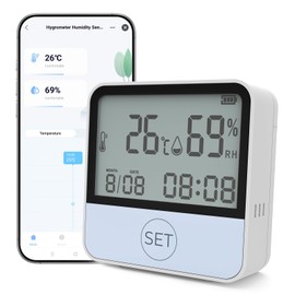 Hapippofa 4 in 1 WiFi Hygrometer Humidity Meter Wireless Smart Temperature Humidity Sensor with Remote App Control, Notification Alerts, Compatible with Alexa, for Wine Cellar Home Greenhouse