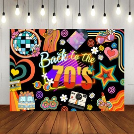 Lofaris Back to 70s Party Backdrop for Adults Disco Party Decorations 1970's Retro Disco Ball Let's Glow Crazy Neon Dance Night Photoshoot Photography Background Banner Party Decor for Supplies 7x5ft