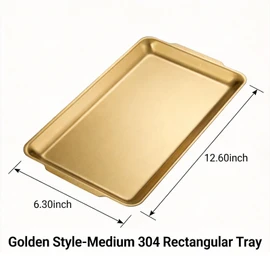 OUSACE Gold Stainless Steel Decorative Tray, Rectangular Metal Platter with Raised Edges, Multipurpose Tray for Coffee Table, Kitchen and Party Display (Medium)