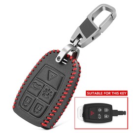 5 Buttons Leather Key Case Fob For Volvo XC90 C70 S60 D5 V50 S40 C30 Keyless Remote Key Cover Skin Holder Key Sleeve Protector