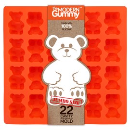 Jumbo Size Gummy Bear Mold, Makes 22 Bears, Food Grade Silicone to Make Candy, Soap, Gelatin, Cupcake Toppers, Chocolate and Ice Tray Molds