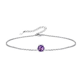 Beautiful Silver Anklet with February Birthstone - 925 Silver Anklet for Women