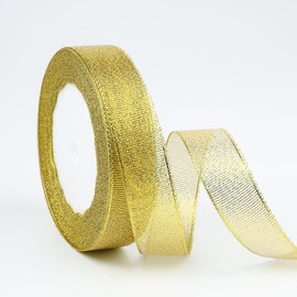 WANVISLIN 3/4 Inch Gold and Silver Ribbon, Metallic Glitter Ribbons for Christmas Tree, Gift Wrapping, Christmas Decoration Crafts(Gold and Silver,Total 50 Yards)