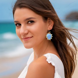 MUYAN Ocean Style Spiral Dangle Earrings for Women Acrylic Boho Swirl Earrings Holiday Jewelry