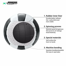 jaspo Soft Touch Recreational Pu Leather Volleyball with Hand Air Pump, Machine Stitched Volleyball Waterproof Indoor Outdoor Size5 Next to Fun, Black White