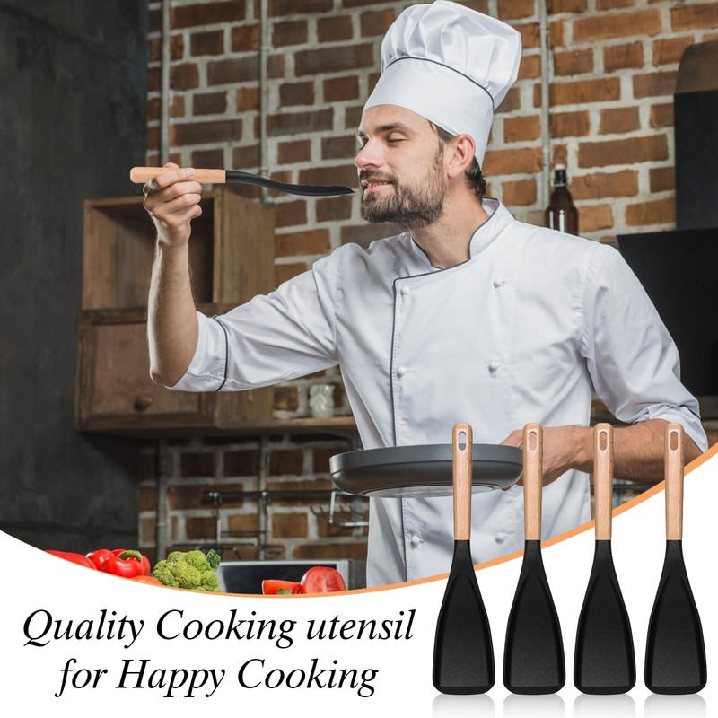 cobee 4PCS 12 Inch Silicone Cooking Spoon for Nonstick Cookwares,