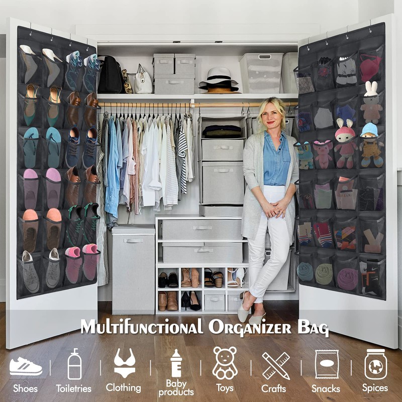 UESDU Hanging Shoe Storage, 24 Pockets Storage Bag for Shoes,